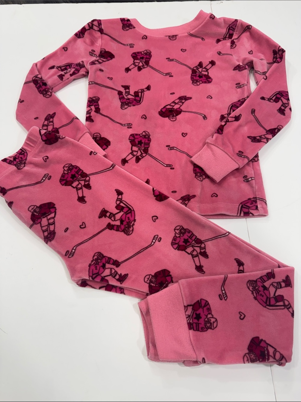 🏒 Carter’s Pink Hockey Themed Fleece 2-Piece Pajama Set  | Size 5